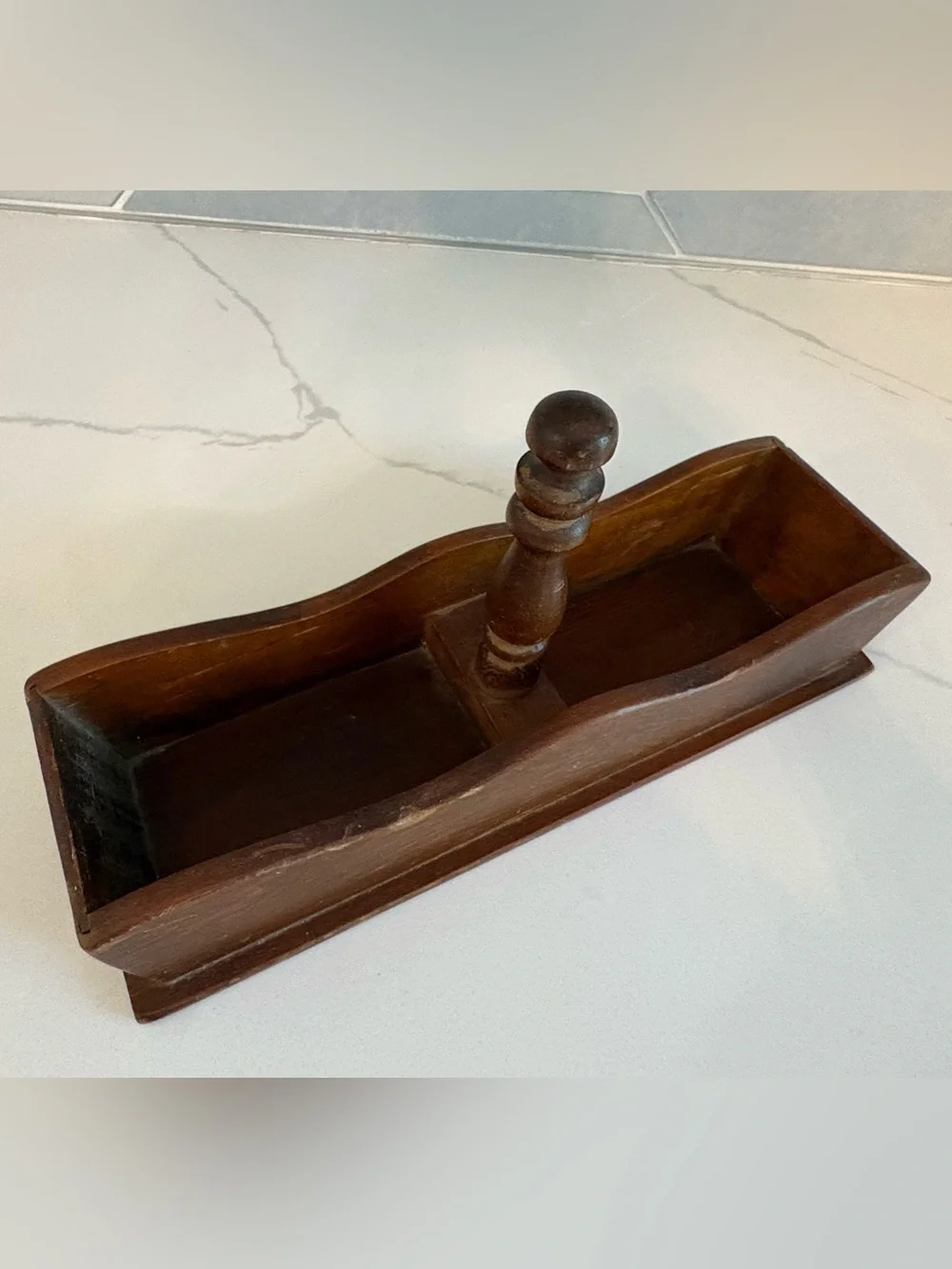 Vintage Wooden Cracker Caddy/ Utensil Tray - Farmhouse Spindle Organizer